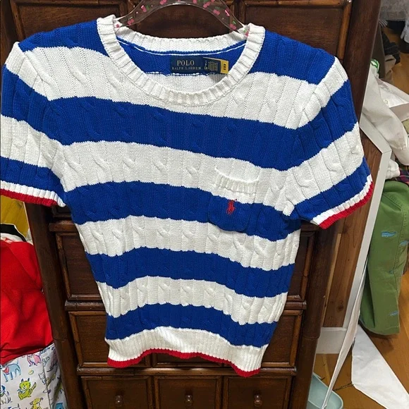 Polo by Ralph Lauren Blue and White Striped Sweater on sale! $20 discount! - Picture 1 of 4